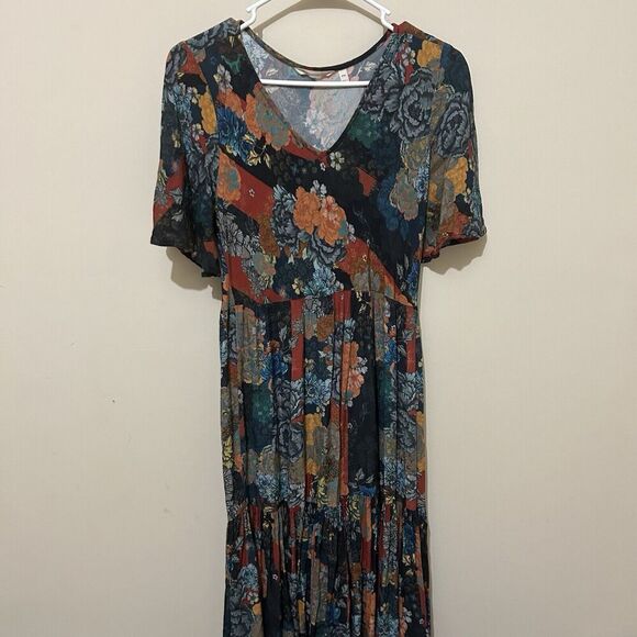 SOFT SURROUNDING Mirabelle Floral Print  Tiered Maxi Dress Womens Petite XS - Picture 2 of 7